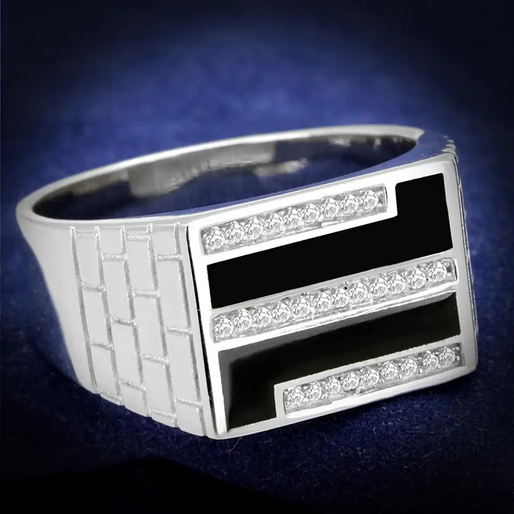 TS387 - Rhodium 925 Sterling Silver Ring with AAA Grade CZ in Clear - Alamode - Flyclothing LLC