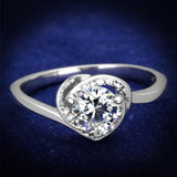 TS398 - Rhodium 925 Sterling Silver Ring with AAA Grade CZ  in Clear - Alamode
