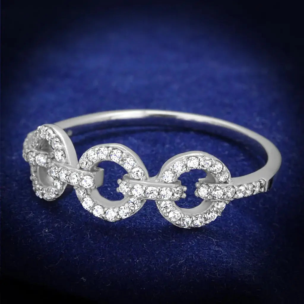 TS400 - Rhodium 925 Sterling Silver Ring with AAA Grade CZ in Clear - Alamode - Flyclothing LLC