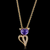 TS408 - Rose Gold 925 Sterling Silver Chain Pendant with AAA Grade CZ  in Amethyst - Alamode