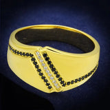 TS413 - Gold 925 Sterling Silver Ring with AAA Grade CZ in Black Diamond - Alamode - Flyclothing LLC