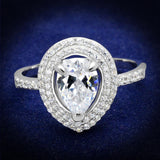 TS414 - Rhodium 925 Sterling Silver Ring with AAA Grade CZ  in Clear - Alamode