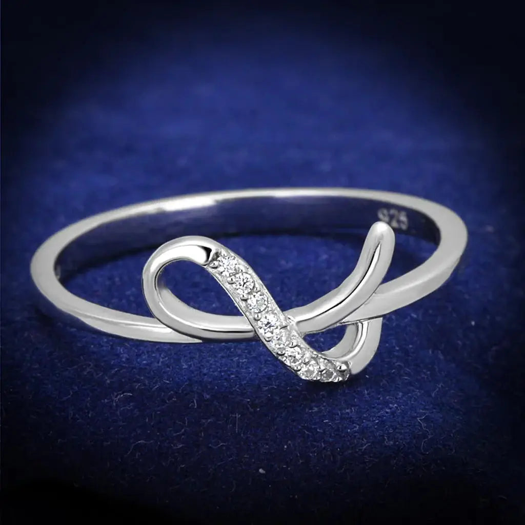 TS426 - Rhodium 925 Sterling Silver Ring with AAA Grade CZ in Clear - Alamode - Flyclothing LLC