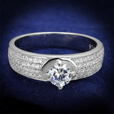 TS428 - Rhodium 925 Sterling Silver Ring with AAA Grade CZ in Clear - Alamode - Flyclothing LLC