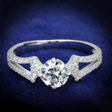 TS430 - Rhodium 925 Sterling Silver Ring with AAA Grade CZ in Clear - Alamode - Flyclothing LLC