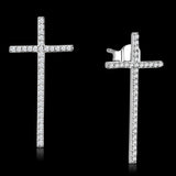 TS440 - Rhodium 925 Sterling Silver Earrings with AAA Grade CZ  in Clear - Alamode
