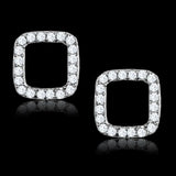 TS445 - Rhodium 925 Sterling Silver Earrings with AAA Grade CZ in Clear - Alamode - Flyclothing LLC