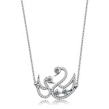 TS447 - Rhodium 925 Sterling Silver Chain Pendant with AAA Grade CZ  in Clear - Alamode