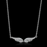 TS448 - Rhodium 925 Sterling Silver Chain Pendant with AAA Grade CZ  in Clear - Alamode