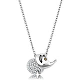 TS450 - Rhodium 925 Sterling Silver Chain Pendant with AAA Grade CZ in Topaz - Alamode - Flyclothing LLC