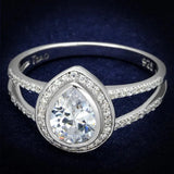 TS465 - Rhodium 925 Sterling Silver Ring with AAA Grade CZ in Clear - Alamode - Flyclothing LLC