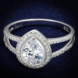 TS465 - Rhodium 925 Sterling Silver Ring with AAA Grade CZ  in Clear