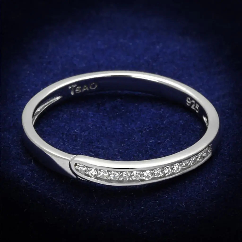 TS472 - Rhodium 925 Sterling Silver Ring with AAA Grade CZ in Clear - Alamode - Flyclothing LLC