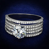 TS473 - Rhodium 925 Sterling Silver Ring with AAA Grade CZ  in Clear - Alamode