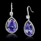 TS477 - Rhodium 925 Sterling Silver Earrings with AAA Grade CZ  in Light Amethyst - Alamode