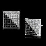 TS482 - Rhodium + Ruthenium 925 Sterling Silver Earrings with AAA Grade CZ in Black Diamond - Alamode - Flyclothing LLC