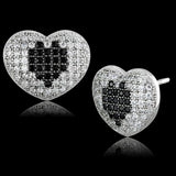 TS483 - Rhodium + Ruthenium 925 Sterling Silver Earrings with AAA Grade CZ in Black Diamond - Alamode - Flyclothing LLC