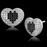 TS483 - Rhodium + Ruthenium 925 Sterling Silver Earrings with AAA Grade CZ  in Black Diamond - Alamode