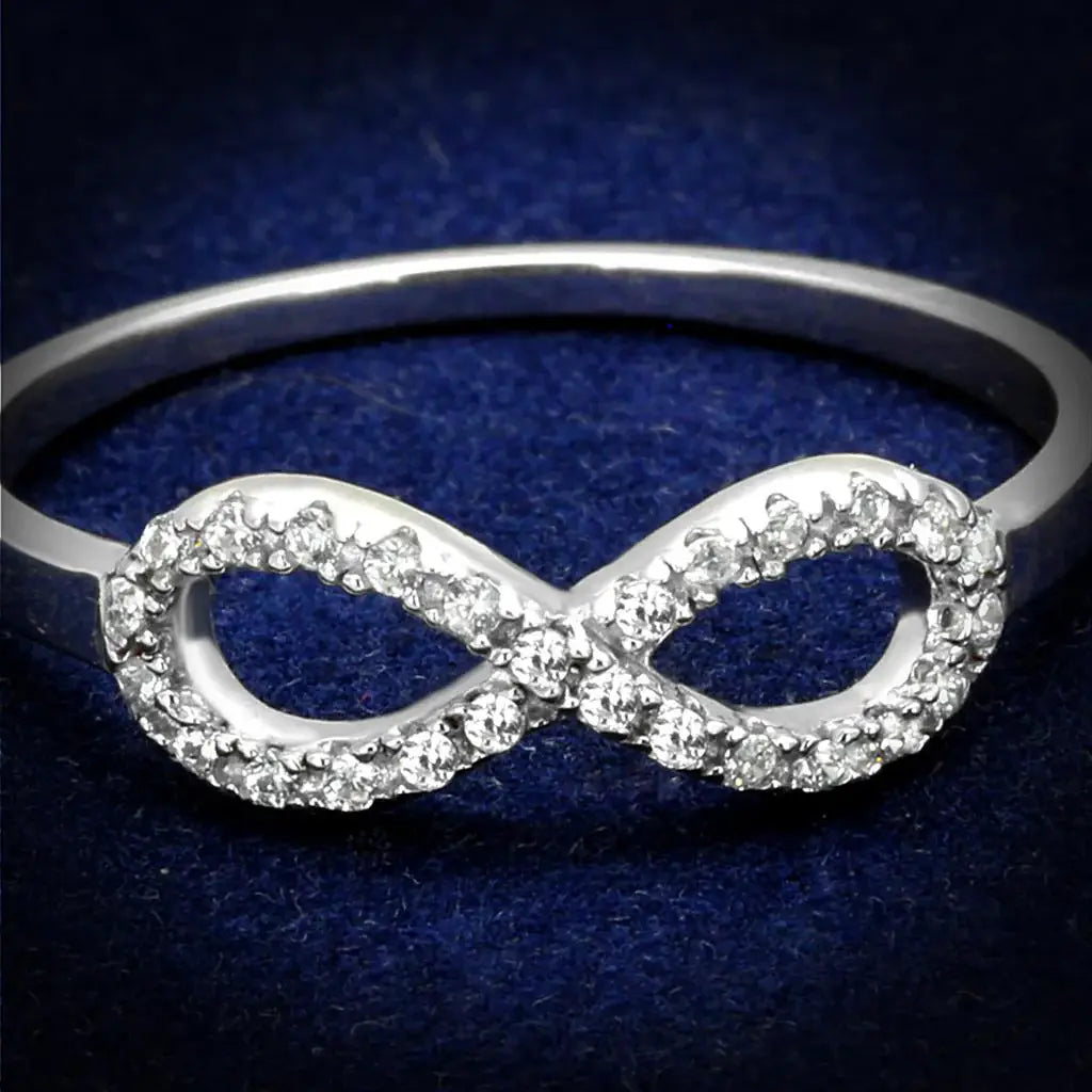 TS487 - Rhodium 925 Sterling Silver Ring with AAA Grade CZ in Clear - Alamode - Flyclothing LLC