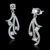TS495 - Rhodium 925 Sterling Silver Earrings with AAA Grade CZ  in Clear - Alamode
