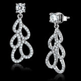 TS496 - Rhodium 925 Sterling Silver Earrings with AAA Grade CZ  in Clear - Alamode