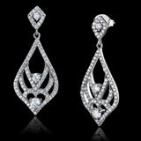 TS497 - Rhodium 925 Sterling Silver Earrings with AAA Grade CZ  in Clear - Alamode