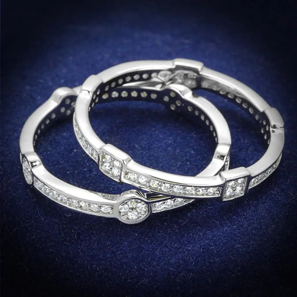 TS503 - Rhodium 925 Sterling Silver Ring with AAA Grade CZ in Clear - Alamode - Flyclothing LLC