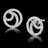 TS511 - Rhodium 925 Sterling Silver Earrings with AAA Grade CZ  in Clear - Alamode