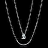 TS514 - Rhodium 925 Sterling Silver Necklace with AAA Grade CZ  in Clear - Alamode
