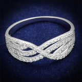 TS516 - Rhodium 925 Sterling Silver Ring with AAA Grade CZ in Clear - Alamode - Flyclothing LLC