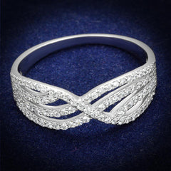 TS516 - Rhodium 925 Sterling Silver Ring with AAA Grade CZ  in Clear