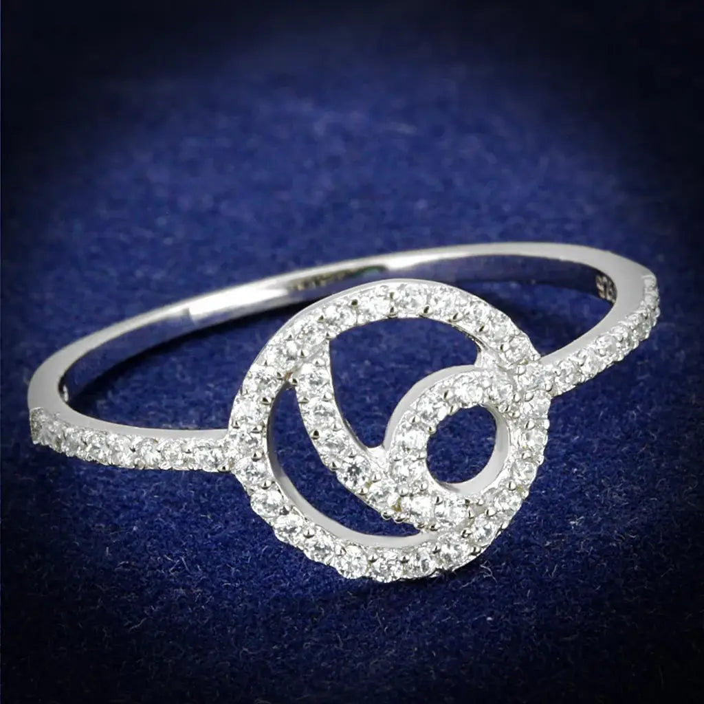 TS519 - Rhodium 925 Sterling Silver Ring with AAA Grade CZ in Clear - Alamode - Flyclothing LLC
