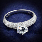 TS521 - Rhodium 925 Sterling Silver Ring with AAA Grade CZ in Clear - Alamode - Flyclothing LLC