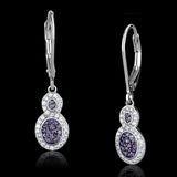 TS532 - Rhodium + Ruthenium 925 Sterling Silver Earrings with AAA Grade CZ in Amethyst - Alamode - Flyclothing LLC
