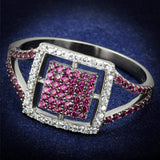 TS533 - Rhodium + Ruthenium 925 Sterling Silver Ring with AAA Grade CZ in Ruby - Alamode - Flyclothing LLC