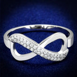 TS541 - Rhodium 925 Sterling Silver Ring with AAA Grade CZ in Clear - Alamode - Flyclothing LLC