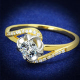 TS542 - Gold+Rhodium 925 Sterling Silver Ring with AAA Grade CZ  in Clear - Alamode