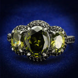 TS547 - Ruthenium 925 Sterling Silver Ring with AAA Grade CZ in Olivine color - Alamode - Flyclothing LLC