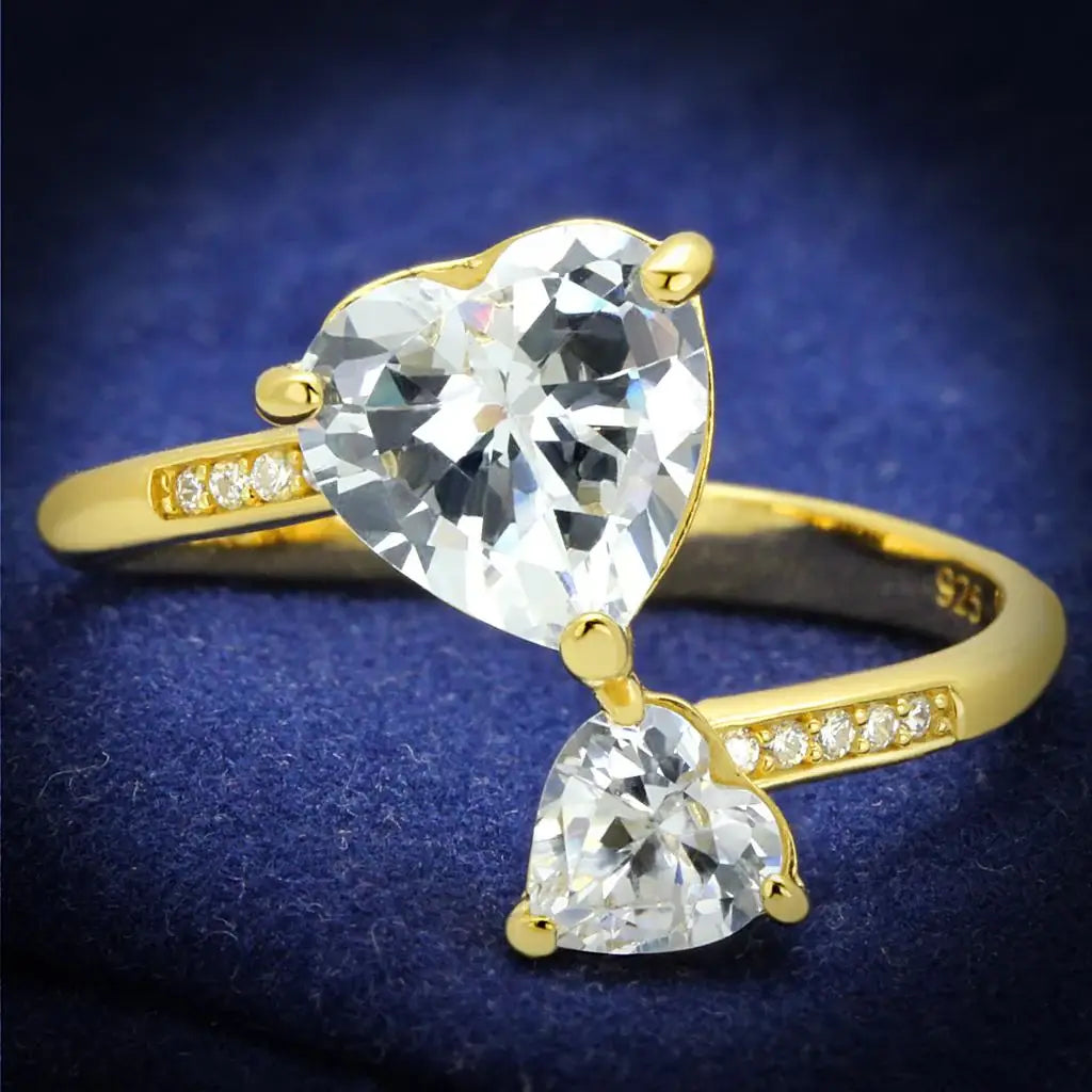 TS555 - Gold 925 Sterling Silver Ring with AAA Grade CZ in Clear - Alamode - Flyclothing LLC