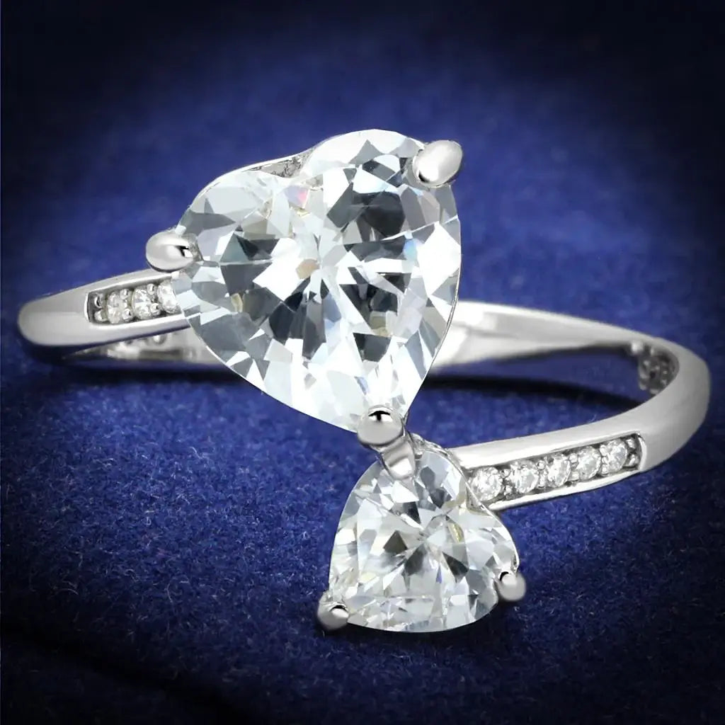 TS556 - Rhodium 925 Sterling Silver Ring with AAA Grade CZ in Clear - Alamode - Flyclothing LLC