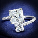 TS557 - Rhodium 925 Sterling Silver Ring with AAA Grade CZ  in Clear - Alamode