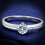 TS560 - Rhodium 925 Sterling Silver Ring with AAA Grade CZ  in Clear