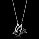 TS563 - Rhodium + Ruthenium 925 Sterling Silver Chain Pendant with AAA Grade CZ in Clear - Alamode - Flyclothing LLC