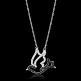 TS563 - Rhodium + Ruthenium 925 Sterling Silver Chain Pendant with AAA Grade CZ  in Clear - Alamode
