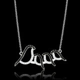 TS564 - Rhodium + Ruthenium 925 Sterling Silver Chain Pendant with AAA Grade CZ in Clear - Alamode - Flyclothing LLC