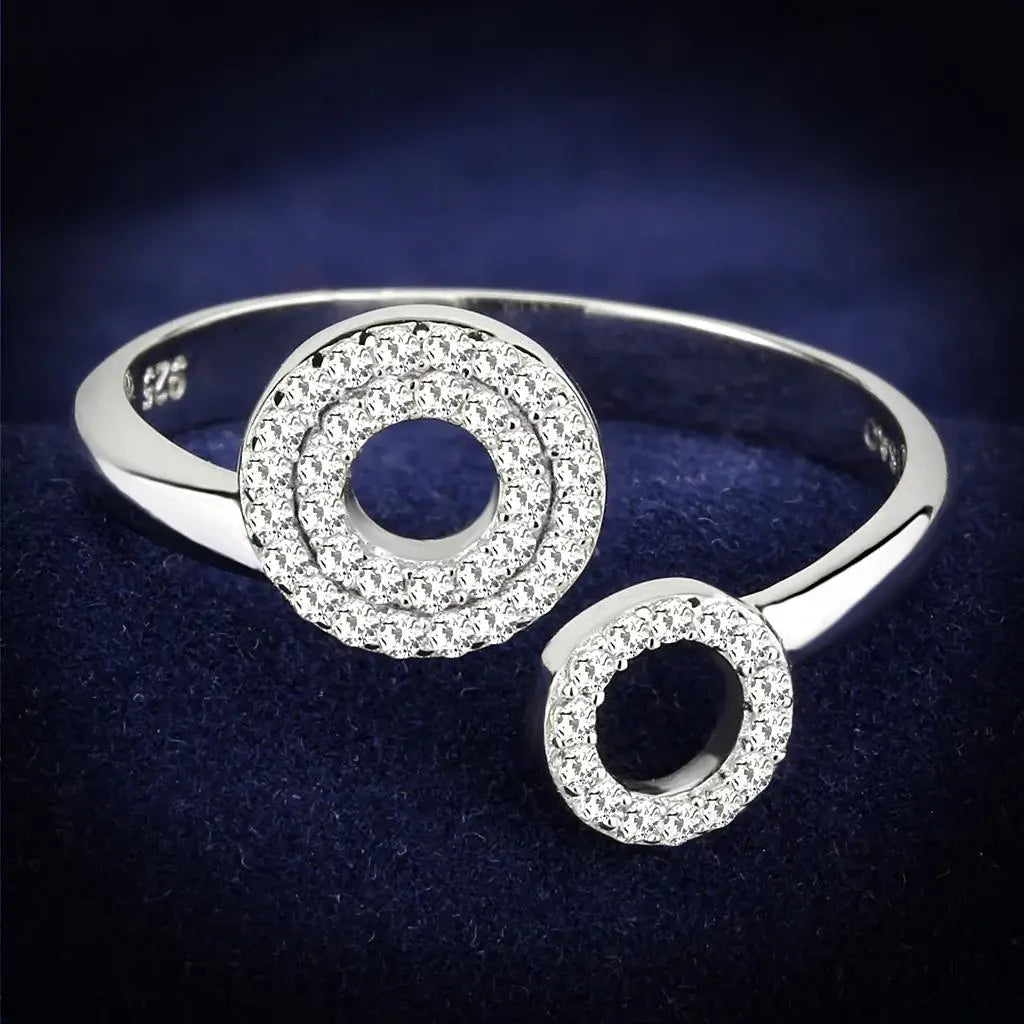 TS567 - Rhodium 925 Sterling Silver Ring with AAA Grade CZ in Clear - Alamode - Flyclothing LLC