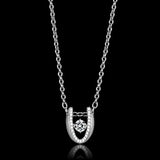 TS572 - Rhodium 925 Sterling Silver Necklace with AAA Grade CZ in Clear - Alamode - Flyclothing LLC