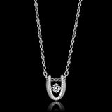 TS572 - Rhodium 925 Sterling Silver Necklace with AAA Grade CZ  in Clear - Alamode