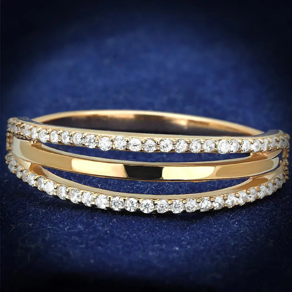 TS587 - Rose Gold 925 Sterling Silver Ring with AAA Grade CZ in Clear - Alamode - Flyclothing LLC
