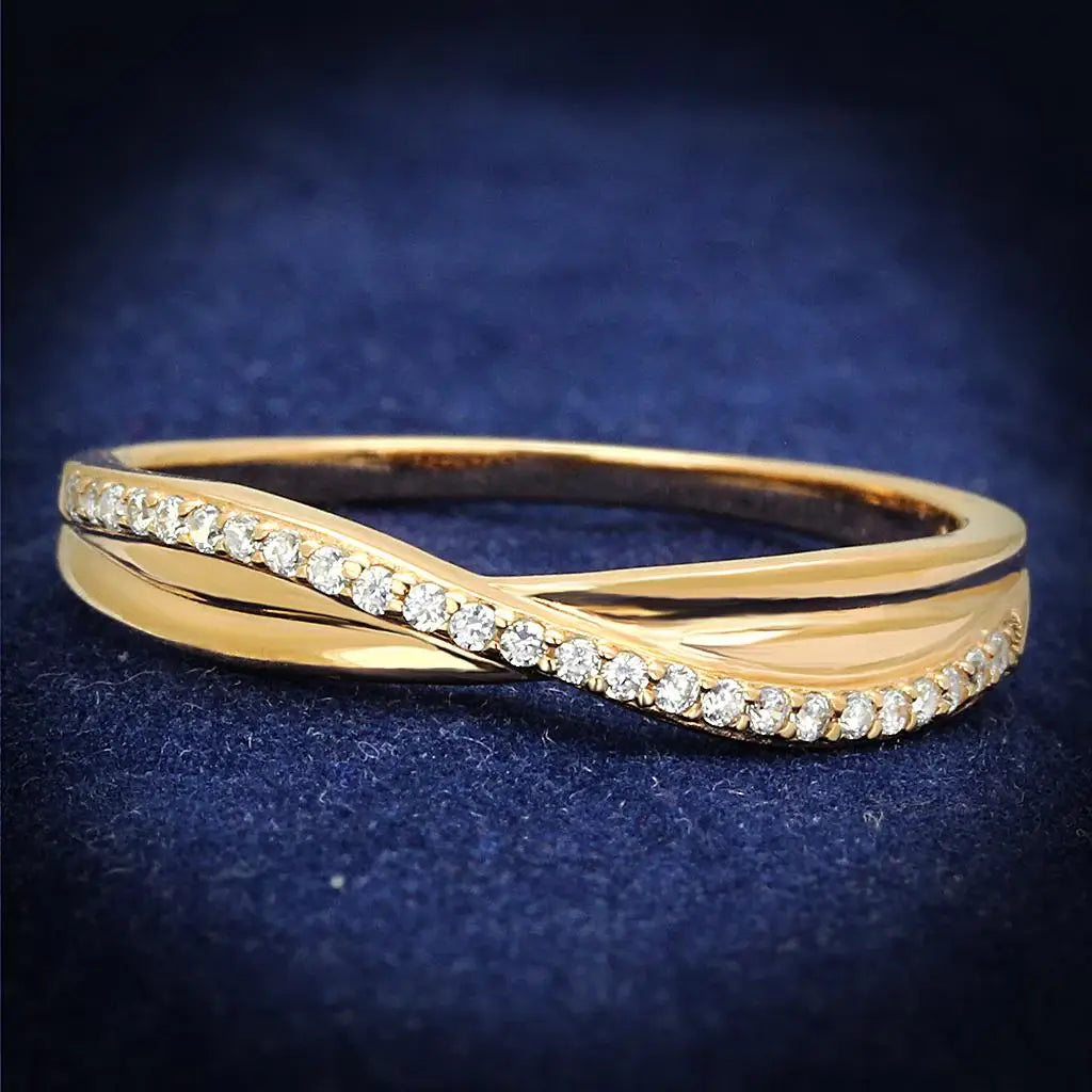 TS591 - Rose Gold 925 Sterling Silver Ring with AAA Grade CZ in Clear - Alamode - Flyclothing LLC